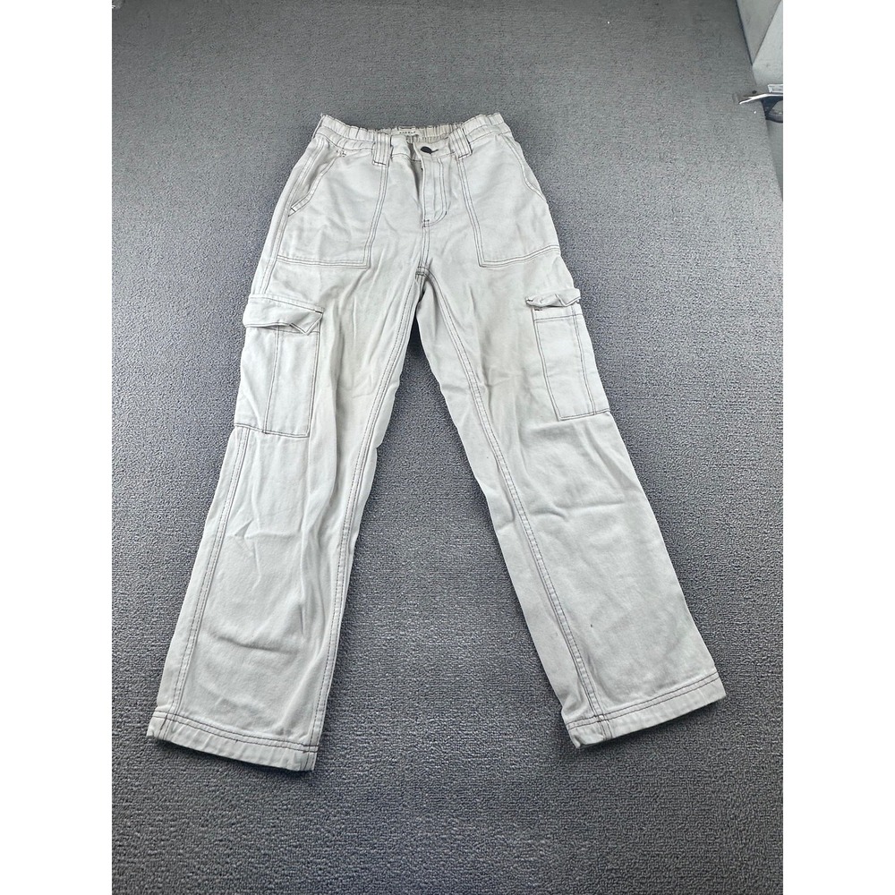 Pacsun Cargo Pants Women S Beige Relaxed Wide-Leg Cotton Streetwear Utility